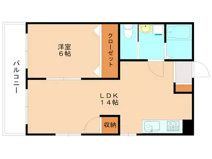 リファレンス三郎丸(1LDK/2階)の間取り写真