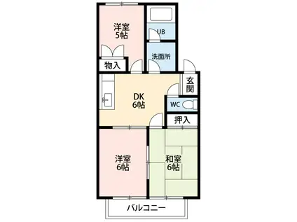 ロイヤルパートII(3DK/2階)の間取り写真