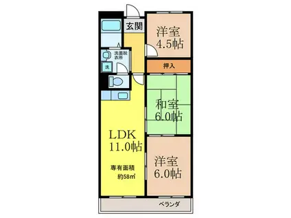 エトアール茨木(3LDK/1階)の間取り写真