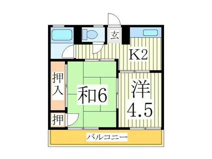 シティハイムOKADA(2K/1階)の間取り写真