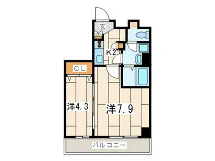 LABELLAVITA横浜大通公園(2K/4階)の間取り写真