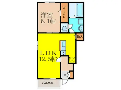 リバーサイドWH(1LDK/1階)の間取り写真