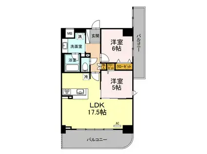 D GRANDE 鹿児島中央(2LDK/4階)の間取り写真