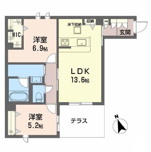 シャーメゾン 木の実(2LDK/1階)の間取り写真