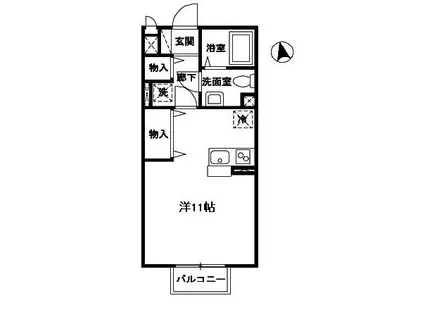 SUNJEWEL(ワンルーム/2階)の間取り写真