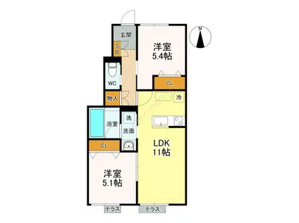 LA PLATA(2LDK/1階)の間取り写真