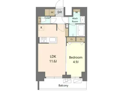 S-RESIDENCE新宿早稲田AVELIS(1LDK/12階)の間取り写真