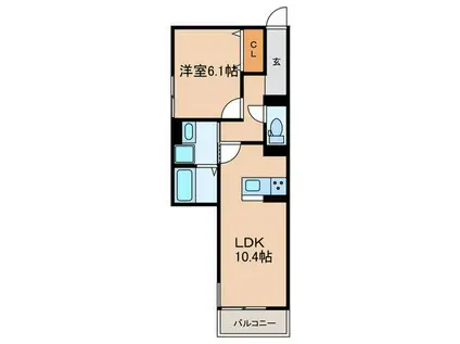 NOBLE TERRACE中山手(1LDK/2階)の間取り写真