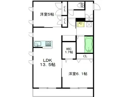 サン・ハピネス(2LDK/3階)の間取り写真