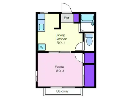 クレール23A棟(1DK/2階)の間取り写真