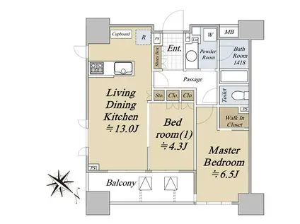 ルフォン築地 ザ・レジデンス(2LDK/5階)の間取り写真