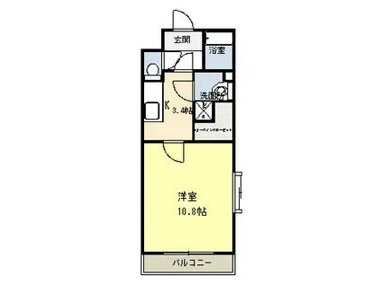 グレンツェント(1K/2階)の間取り写真