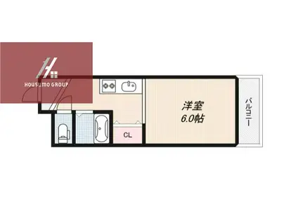 ソルテ住道(1K/2階)の間取り写真