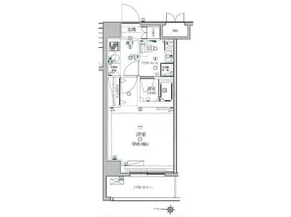 アルテシモバテル(1K/3階)の間取り写真