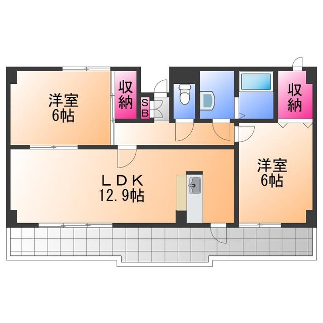 クレールI・K(2LDK/2階)の間取り写真