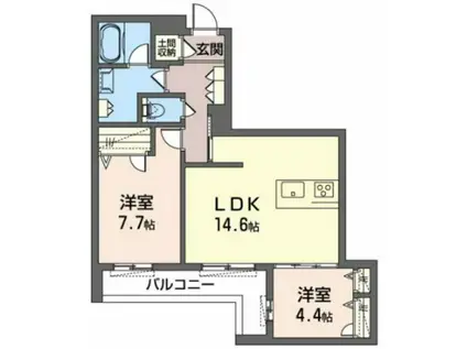 シャーメゾン花水木(2LDK/2階)の間取り写真