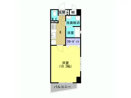 マルウチマンション(1K/2階)の間取り写真