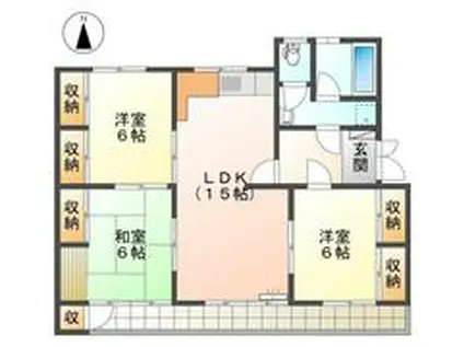 第三向陽マンション(3LDK/4階)の間取り写真