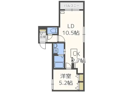 ブランシャール南発寒 BLANCHARD(1LDK/1階)の間取り写真