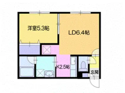 キャナルウエスト小樽(1LDK/2階)の間取り写真