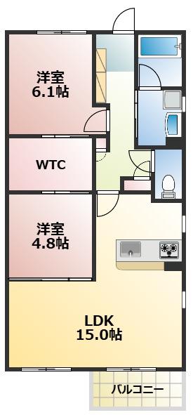 カーサフジ(2LDK/1階)の間取り写真