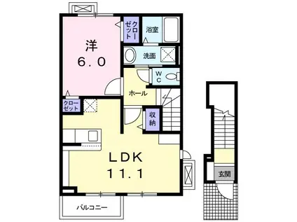 クレメントC(1LDK/2階)の間取り写真