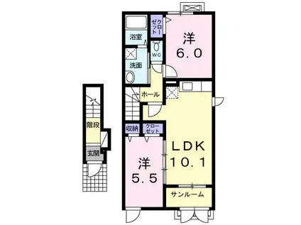 プライム(2LDK/2階)の間取り写真