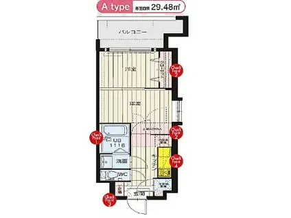 CLUB ORIENT BLD NO.87 MARIAGE STATI(1LDK/12階)の間取り写真