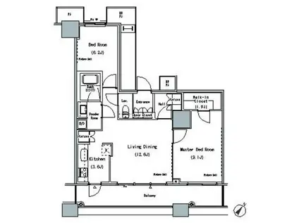 ザ 東京タワーズ ミッドタワー(2LDK/13階)の間取り写真