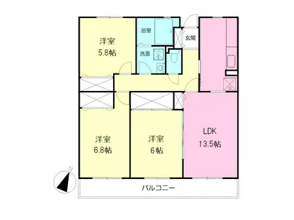サウセ茅ヶ崎南(3LDK/4階)の間取り写真