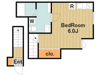 TIMBER CELLS帝京大学前(ワンルーム/1階)の間取り写真