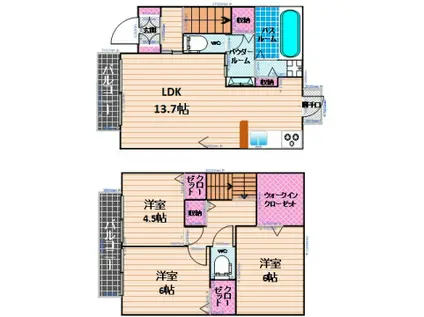 西鉄天神大牟田線 井尻駅 徒歩20分 2階建 築12年(3LDK/2階)の間取り写真