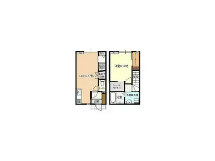 ビオラ古定塚B棟(1LDK/1階)の間取り写真