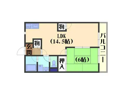 ウエストヒルパートII(1LDK/2階)の間取り写真