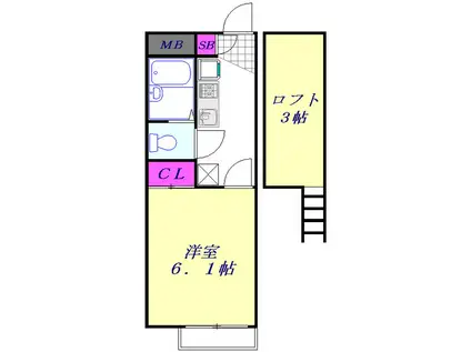 レオパレス川口東(1K/2階)の間取り写真