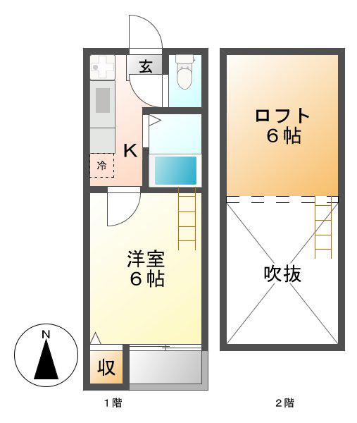 P.A.F.I.A.C郷前(1K/1階)の間取り写真