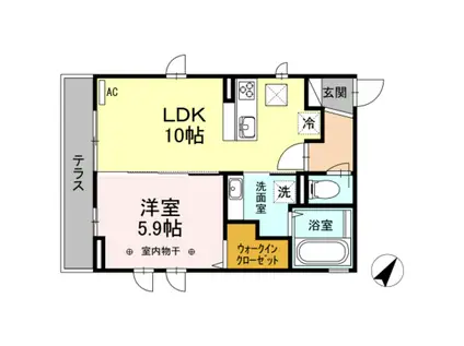 パーシモンIII(1LDK/1階)の間取り写真