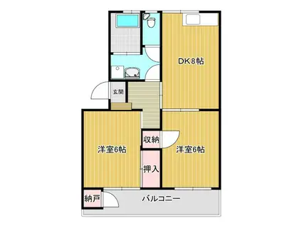 ハイツ水野(2DK/1階)の間取り写真