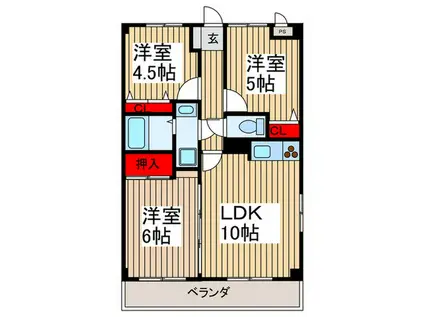 クレスト志木(3LDK/3階)の間取り写真