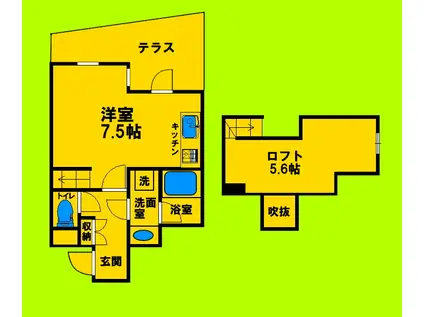 ガレリア 千里山 デュー(ワンルーム/1階)の間取り写真