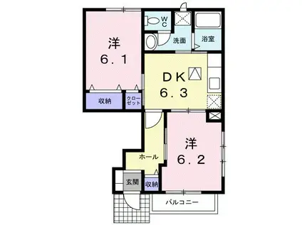 セーリウス梅原I(2DK/1階)の間取り写真