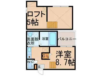 スタートリビング(1K/1階)の間取り写真