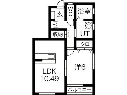 レーヴ柳原-A棟(1LDK/1階)の間取り写真