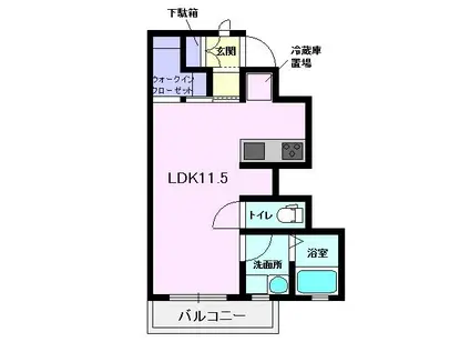ドルチェ・ヴィータ川良B(1K/1階)の間取り写真