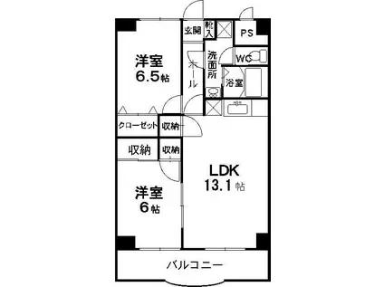 フォリストシティヒルズミナミ(2LDK/9階)の間取り写真