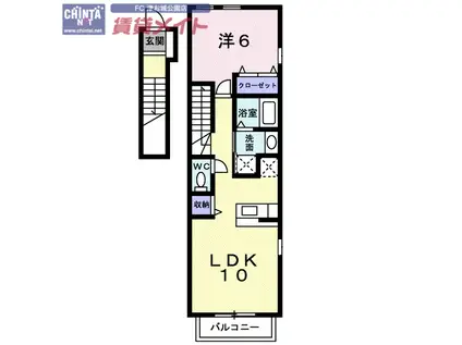 ネネムの森A(1LDK/2階)の間取り写真