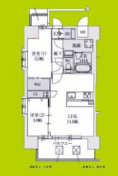 スプランディッドあびこ駅前DUE(2LDK/12階)の間取り写真