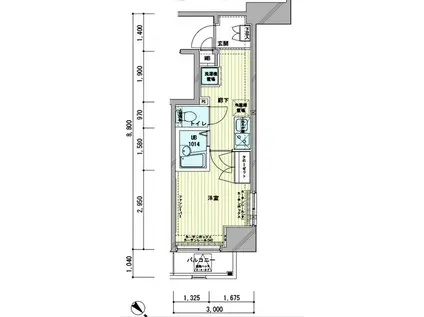 メインステージ神田岩本町II(1K/3階)の間取り写真