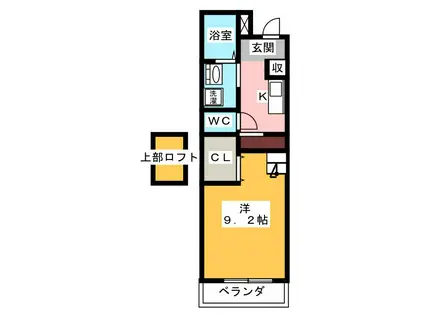 川辺町コンフォート(1K/4階)の間取り写真