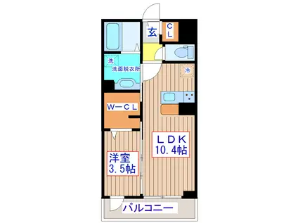 イーストナイン(1LDK/2階)の間取り写真